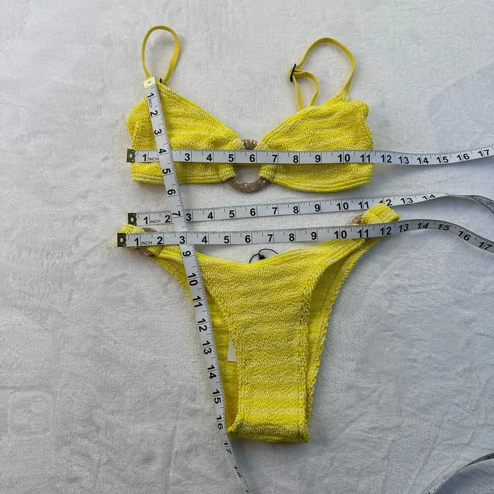 Bond Eye Australia Ring Lisso Bikini Top & Scene Brief Limoncello Yellow OS NWT - Picture 9 of 16